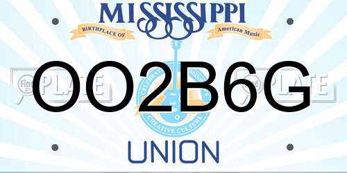 OO2B6G Mississippi License Plate