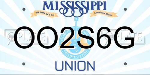 OO2S6G Mississippi License Plate