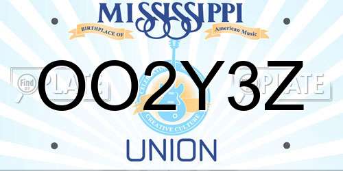 OO2Y3Z Mississippi License Plate