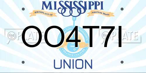 OO4T7I Mississippi License Plate