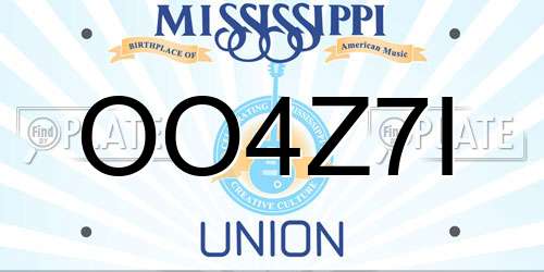 OO4Z7I Mississippi License Plate