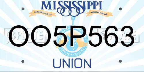OO5P563 Mississippi License Plate