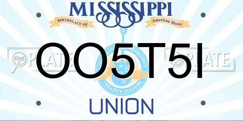OO5T5I Mississippi License Plate