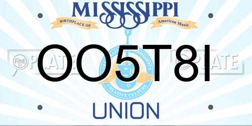 OO5T8I Mississippi License Plate