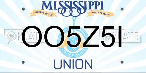 OO5Z5I Mississippi License Plate
