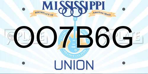 OO7B6G Mississippi License Plate