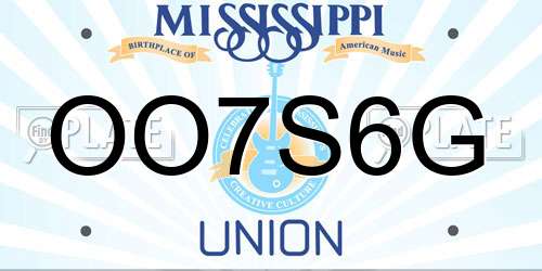 OO7S6G Mississippi License Plate