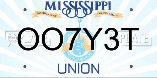 OO7Y3T Mississippi License Plate