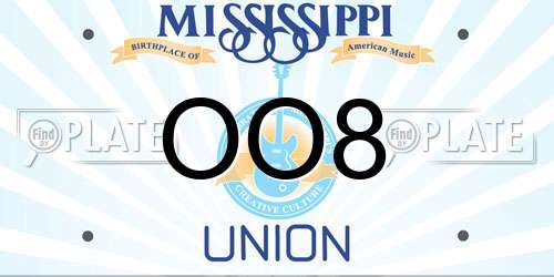OO8 Mississippi License Plate