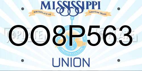 OO8P563 Mississippi License Plate
