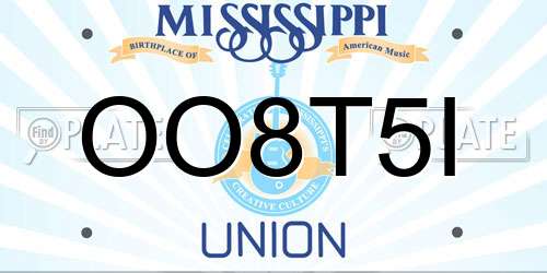 OO8T5I Mississippi License Plate