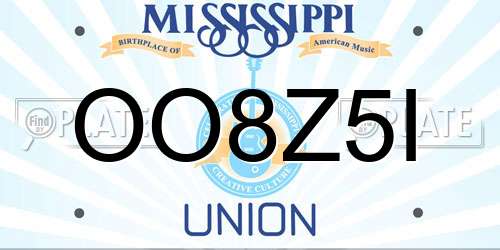 OO8Z5I Mississippi License Plate