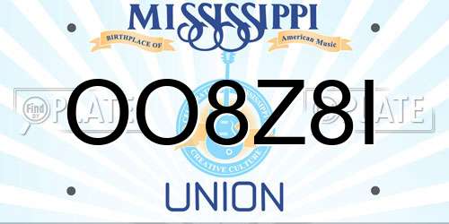 OO8Z8I Mississippi License Plate