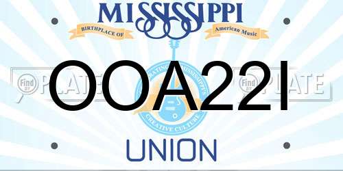 OOA22I Mississippi License Plate