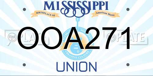OOA271 Mississippi License Plate