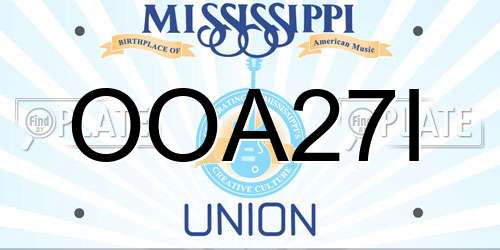 OOA27I Mississippi License Plate