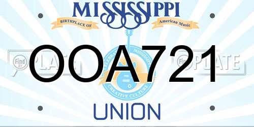 OOA721 Mississippi License Plate