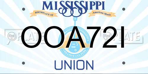 OOA72I Mississippi License Plate