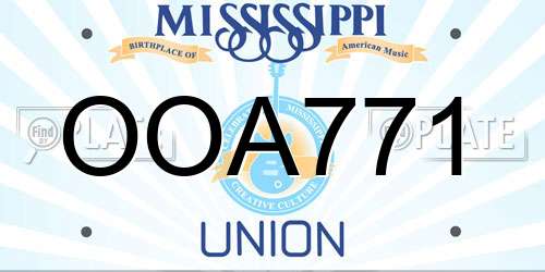 OOA771 Mississippi License Plate