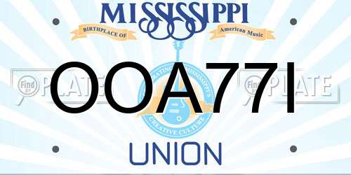 OOA77I Mississippi License Plate
