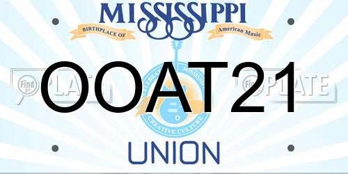 OOAT21 Mississippi License Plate