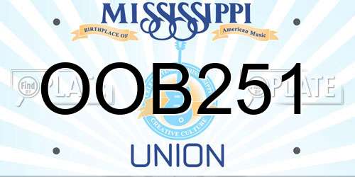 OOB251 Mississippi License Plate
