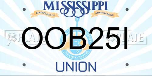 OOB25I Mississippi License Plate