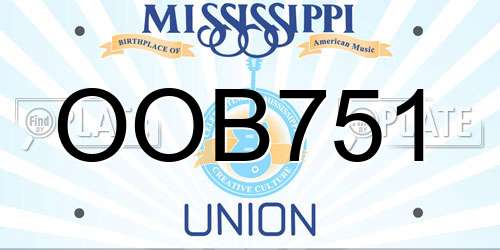 OOB751 Mississippi License Plate