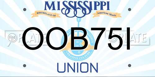 OOB75I Mississippi License Plate