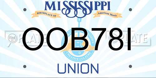 OOB78I Mississippi License Plate