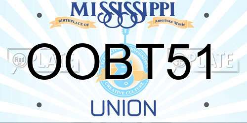 OOBT51 Mississippi License Plate