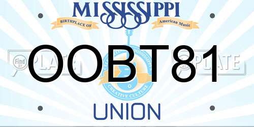 OOBT81 Mississippi License Plate