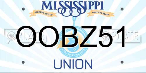 OOBZ51 Mississippi License Plate