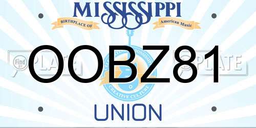 OOBZ81 Mississippi License Plate