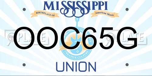 OOC65G Mississippi License Plate