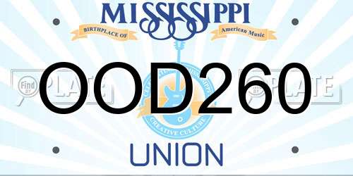 OOD260 Mississippi License Plate
