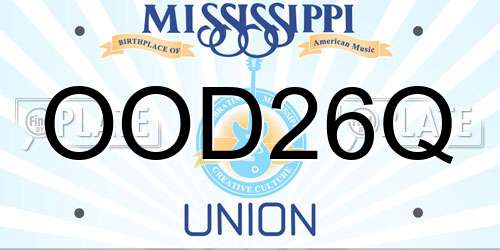 OOD26Q Mississippi License Plate