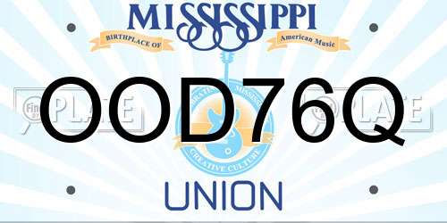 OOD76Q Mississippi License Plate