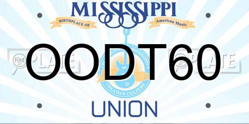 OODT60 Mississippi License Plate