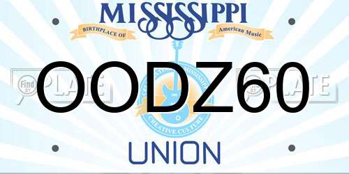 OODZ60 Mississippi License Plate