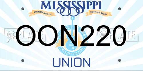 OON220 Mississippi License Plate