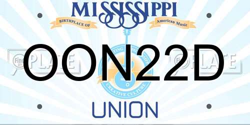 OON22D Mississippi License Plate