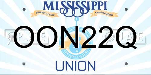 OON22Q Mississippi License Plate