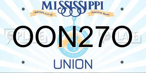 OON27O Mississippi License Plate