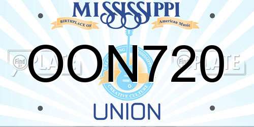 OON720 Mississippi License Plate