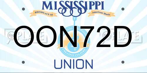 OON72D Mississippi License Plate