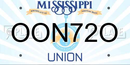 OON72O Mississippi License Plate