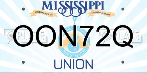 OON72Q Mississippi License Plate