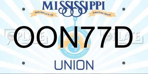 OON77D Mississippi License Plate