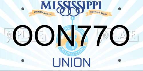 OON77O Mississippi License Plate